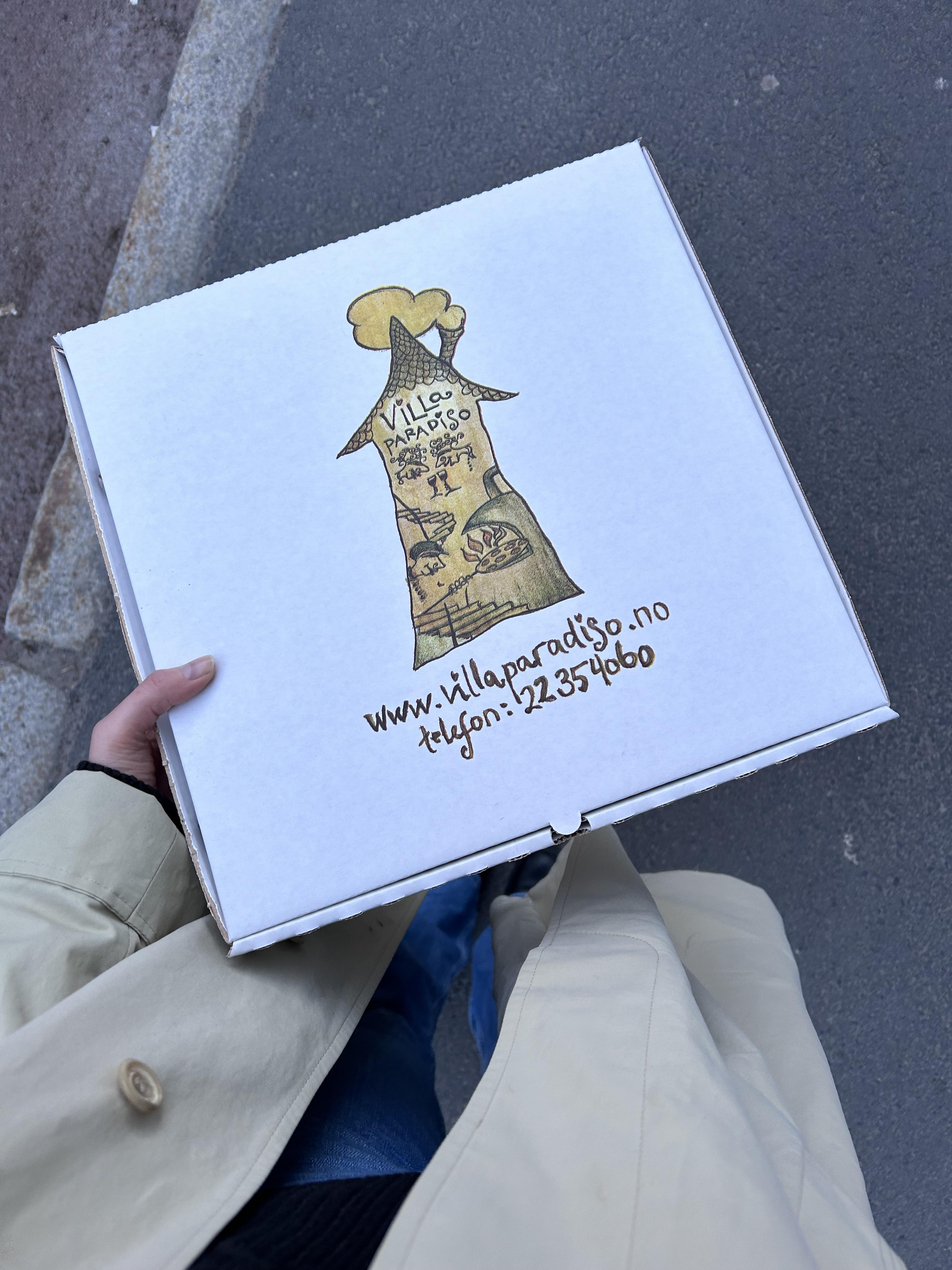 evening walk with a pizza